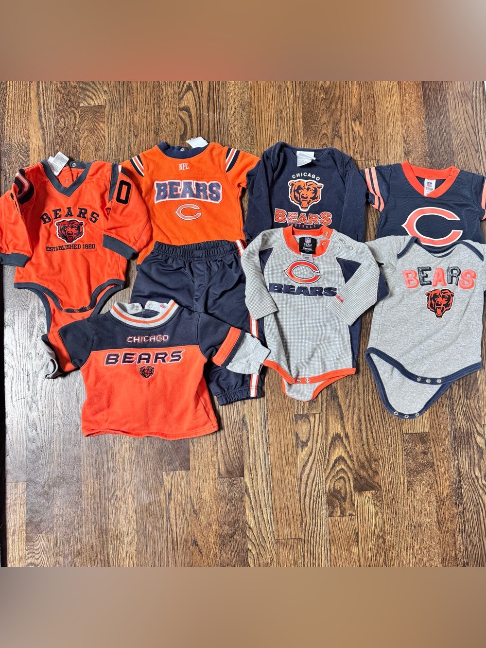 Chicago bears NFL navy orange baby infant onesie jersey top pant jogger sets lot